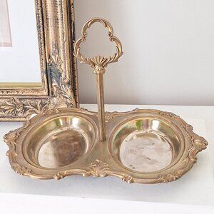 Vintage Ornate tray bowl silver plated (not brass )